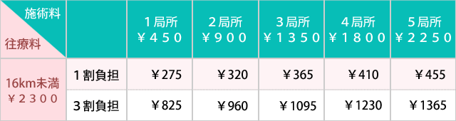 訪問マッサージの料金表